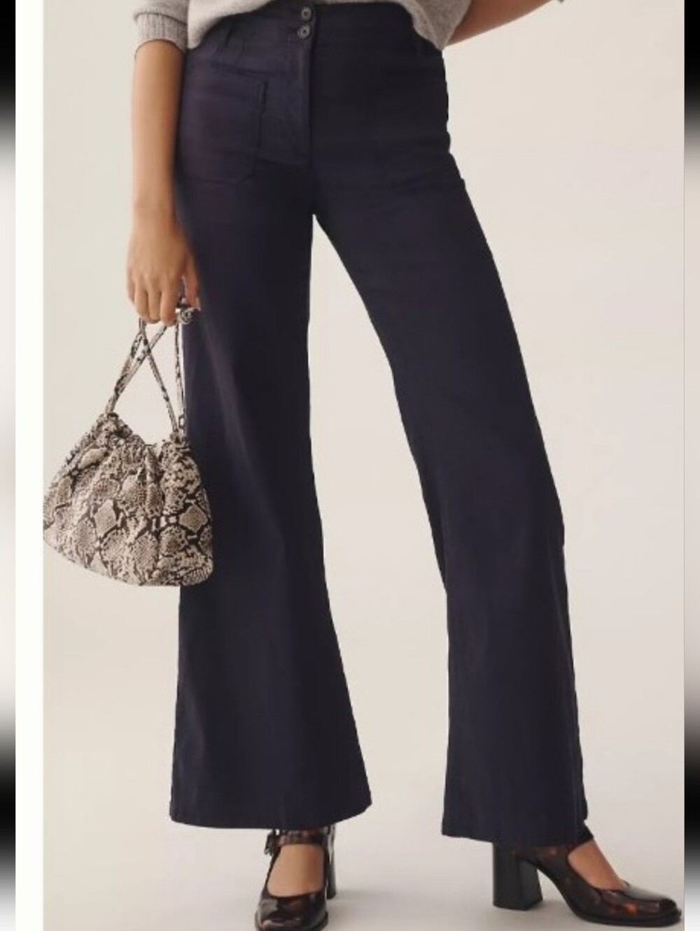 Anthropolgie Maeve Black Junie  High-Rise Wide-Leg Flare Pants 29